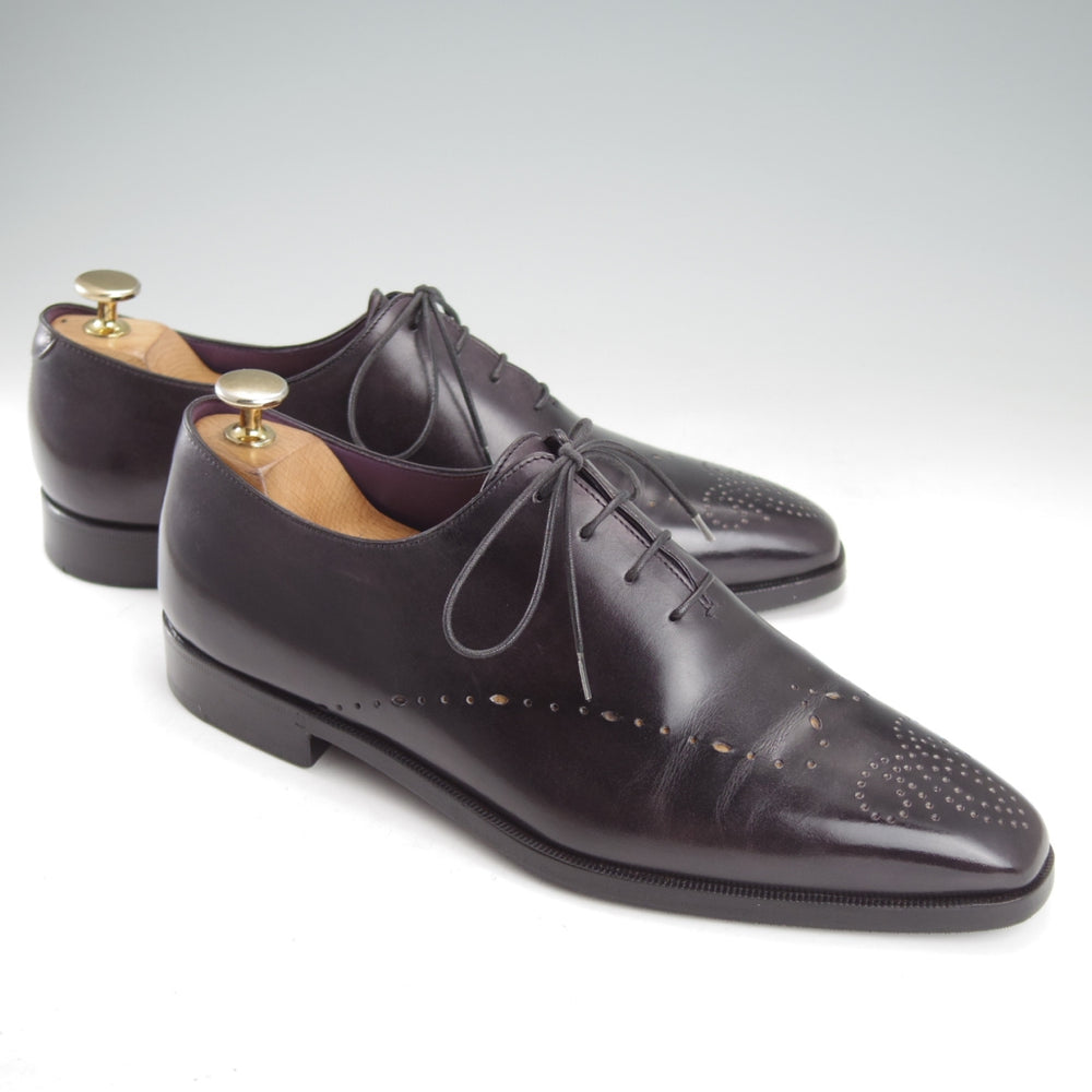 美品★(仏)ベルルッティ SIZE 7【黒系パティーヌ★イミテーションブローグ/ホールカット】カーフ/NERO GRIGIO/黒/メンズ/Berluti★o027