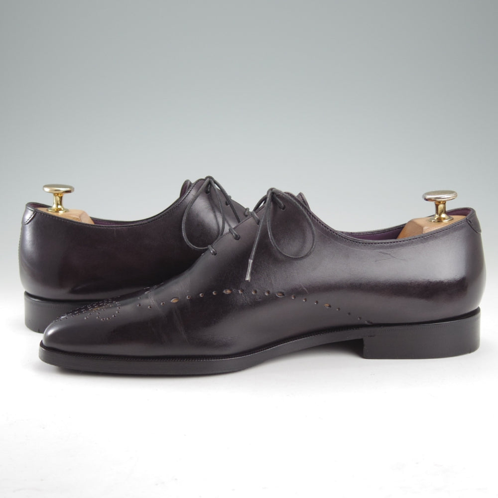 美品★(仏)ベルルッティ SIZE 7【黒系パティーヌ★イミテーションブローグ/ホールカット】カーフ/NERO GRIGIO/黒/メンズ/Berluti★o027