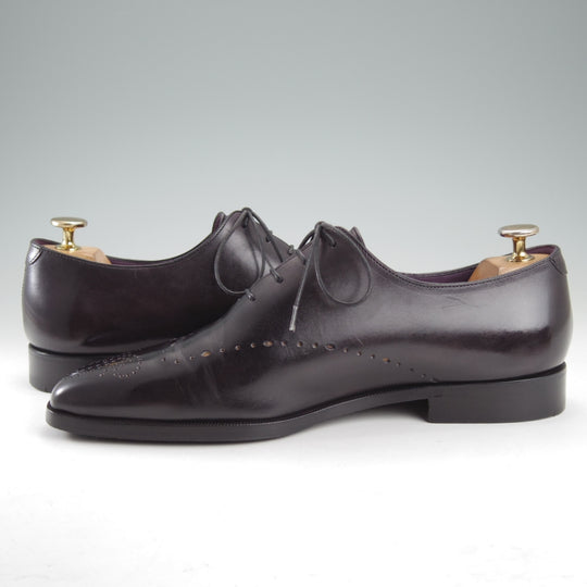 美品★(仏)ベルルッティ SIZE 7【黒系パティーヌ★イミテーションブローグ/ホールカット】カーフ/NERO GRIGIO/黒/メンズ/Berluti★o027