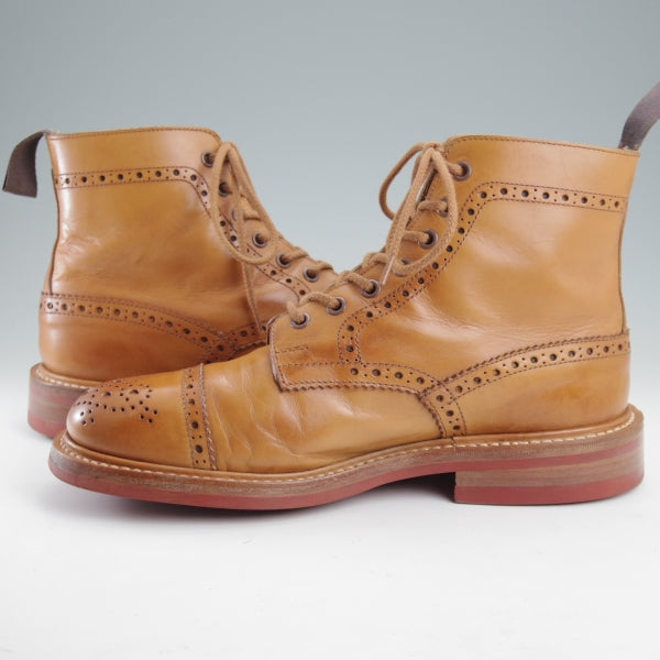 極上★トリッカーズ SIZE 7.5【貴重★セミブローグ版ストウ/M7046】カントリーブーツ/カーフ/1001BURNISHED/茶/メンズ/Tricker's★n529