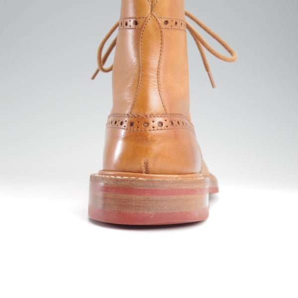 極上★トリッカーズ SIZE 7.5【貴重★セミブローグ版ストウ/M7046】カントリーブーツ/カーフ/1001BURNISHED/茶/メンズ/Tricker's★n529