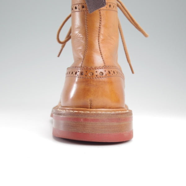 極上★トリッカーズ SIZE 7.5【貴重★セミブローグ版ストウ/M7046】カントリーブーツ/カーフ/1001BURNISHED/茶/メンズ/Tricker's★n529