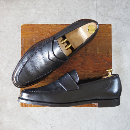 極美品★クロケット&ジョーンズ 7.5E【現行定価10万円以上★バーニーズNY別注/SELHURST】366ラスト/ローファー/黒/Crockett&Jones★o568