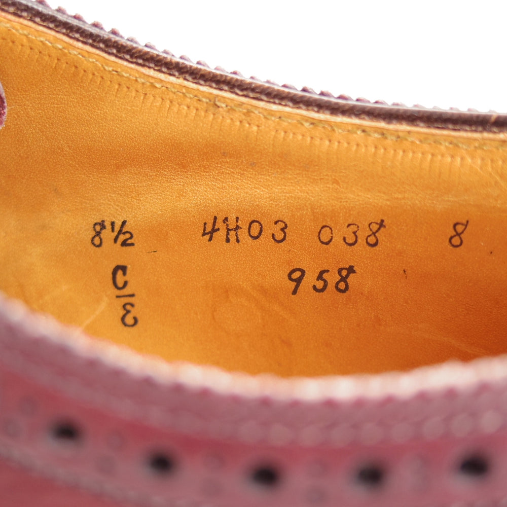 使用僅か★オールデン 8.5E【貴重★ブルックスブラザーズ別注/958】アバディーンラスト/セミブローグ/赤茶/BROOKS BROTHERS/ALDEN★o029