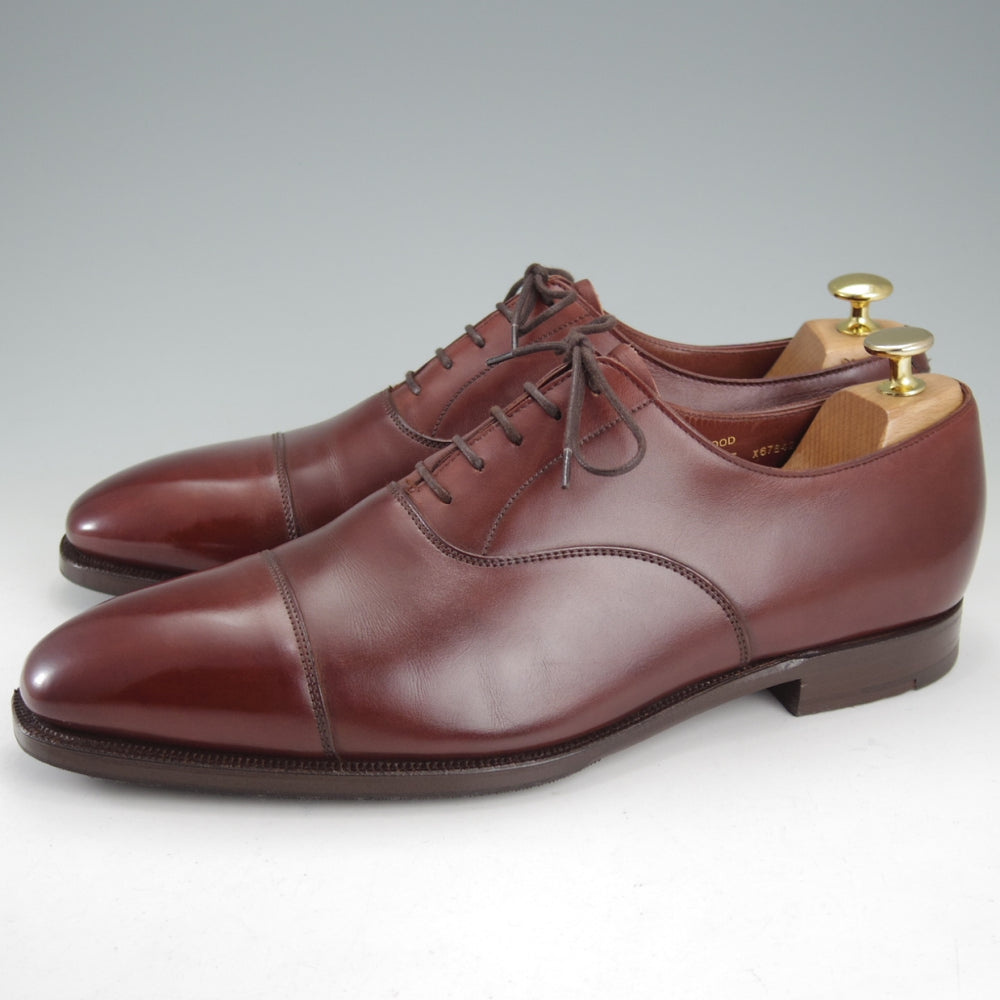 美品★クロケット&ジョーンズ 9E【ハンドグレードライン★ストレートチップ/HAREWOOD】ハーウッド/カーフ/茶/Crockett&Jones★o033