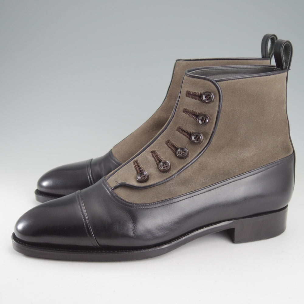 極上★Perfetto/ペルフェット SIZE 6.5【グッドイヤーウェルテッド製法★ボタンブーツ/DICTATOR】カーフ×スエード/黒×カーキ★o570