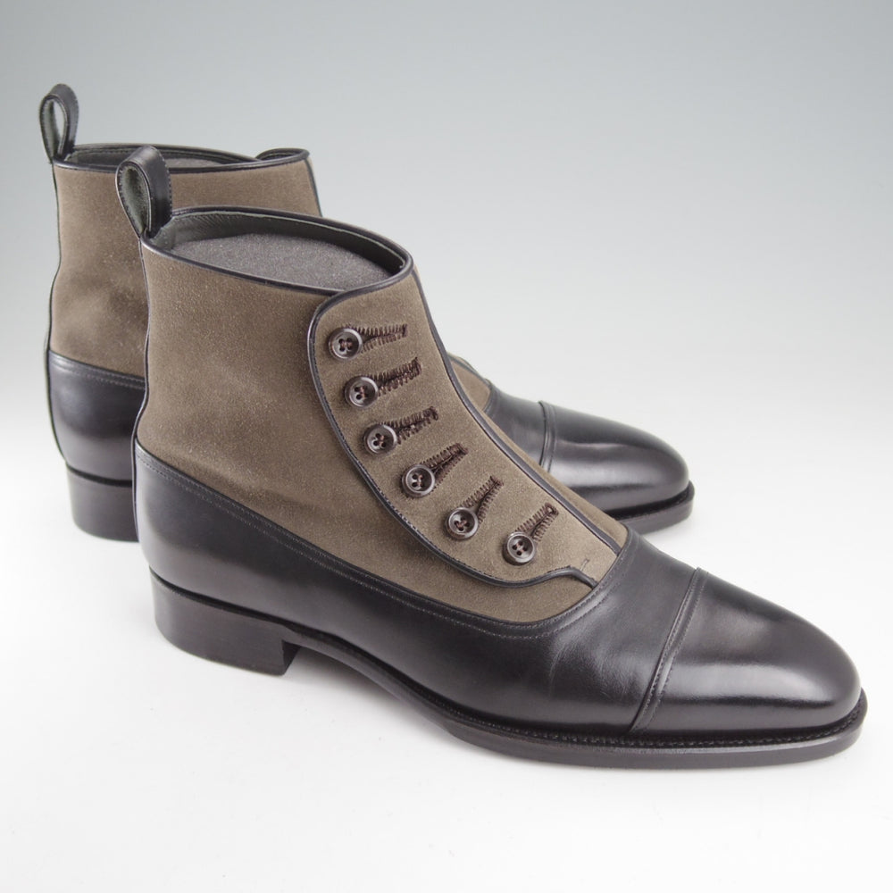 極上★Perfetto/ペルフェット SIZE 6.5【グッドイヤーウェルテッド製法★ボタンブーツ/DICTATOR】カーフ×スエード/黒×カーキ★o570