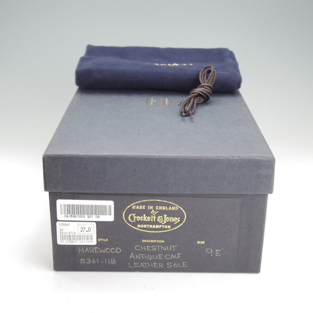美品★クロケット&ジョーンズ 9E【ハンドグレードライン★ストレートチップ/HAREWOOD】ハーウッド/カーフ/茶/Crockett&Jones★o033