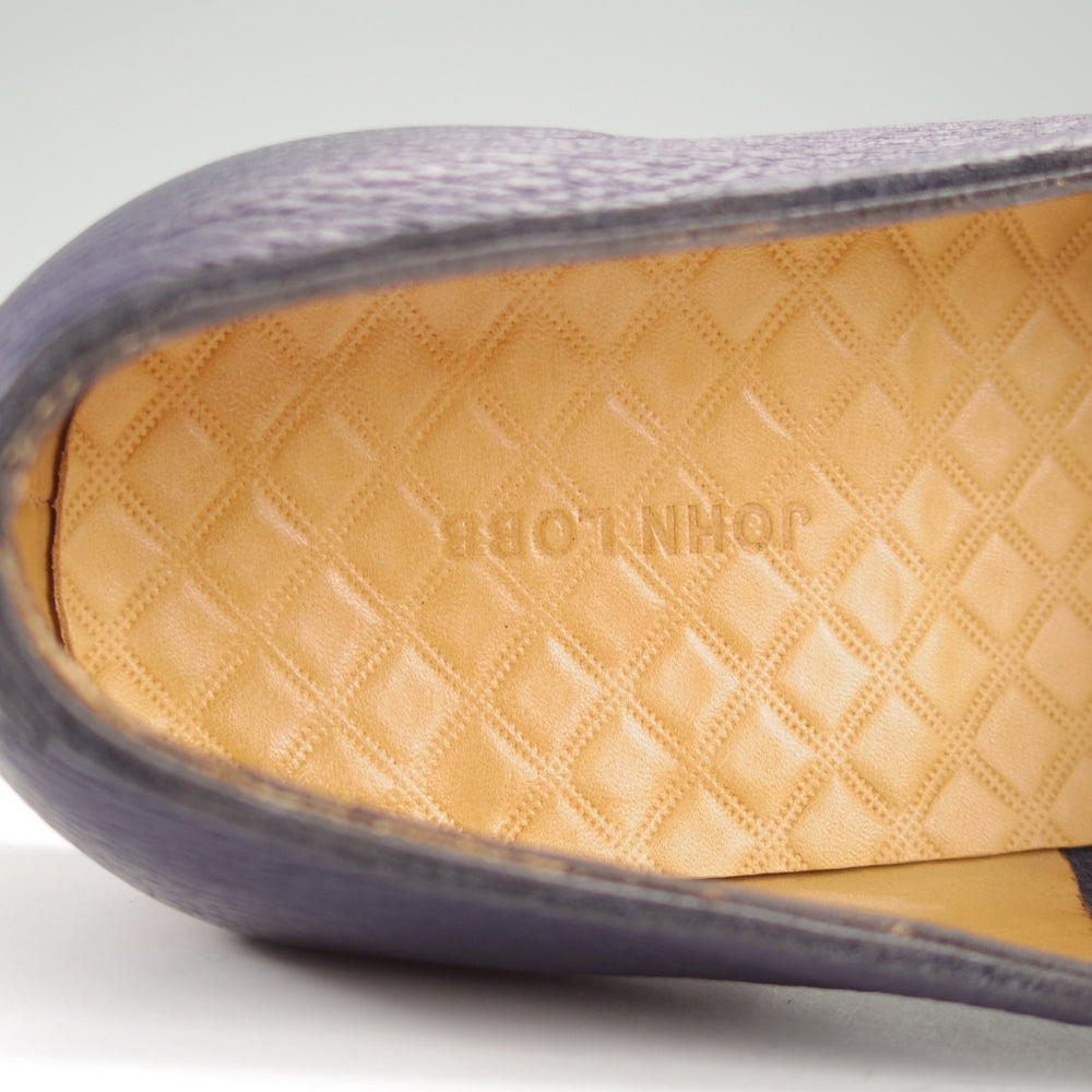 美品★ジョンロブ 6E【定価￥269,500-★LOPEZ/ロペス/TENSILE】4395ラスト/コインローファー/シボ革/紺/メンズ/JOHN LOBB★o039