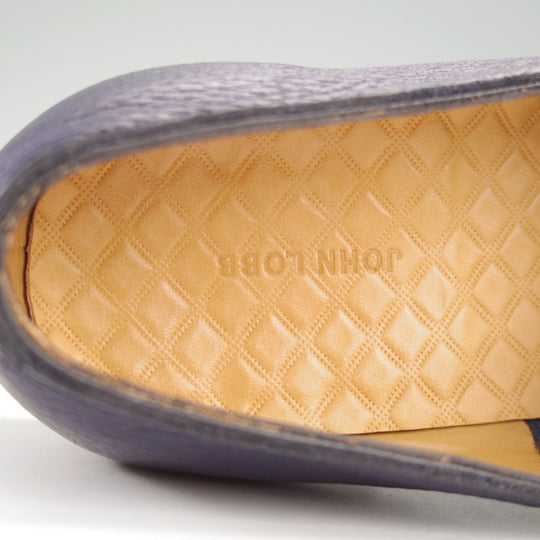 美品★ジョンロブ 6E【定価￥269,500-★LOPEZ/ロペス/TENSILE】4395ラスト/コインローファー/シボ革/紺/メンズ/JOHN LOBB★o039