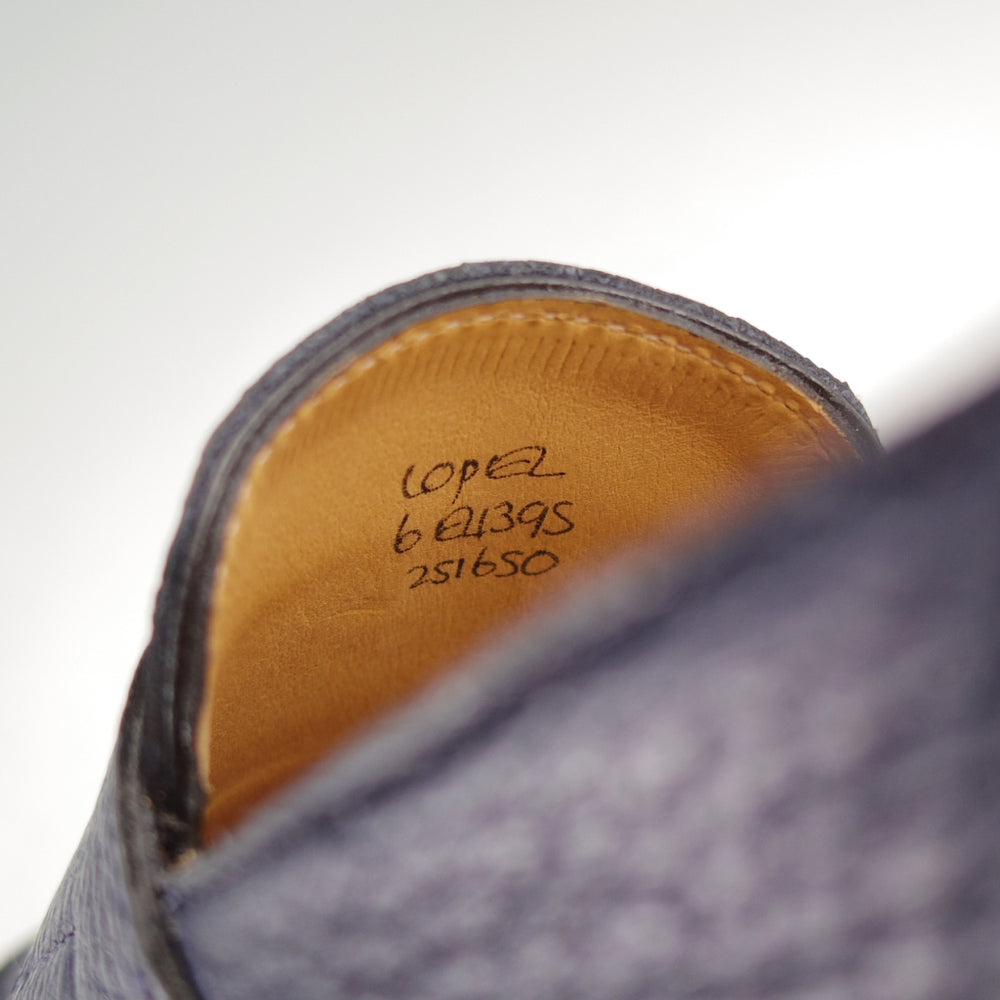 美品★ジョンロブ 6E【定価￥269,500-★LOPEZ/ロペス/TENSILE】4395ラスト/コインローファー/シボ革/紺/メンズ/JOHN LOBB★o039