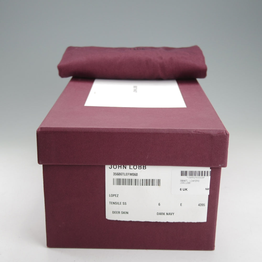 美品★ジョンロブ 6E【定価￥269,500-★LOPEZ/ロペス/TENSILE】4395ラスト/コインローファー/シボ革/紺/メンズ/JOHN LOBB★o039
