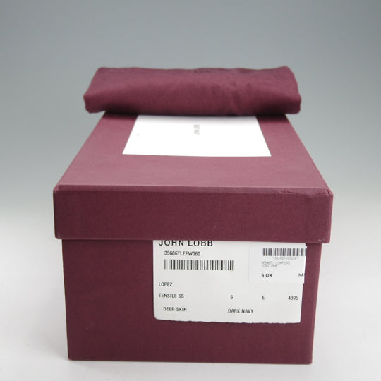 美品★ジョンロブ 6E【定価￥269,500-★LOPEZ/ロペス/TENSILE】4395ラスト/コインローファー/シボ革/紺/メンズ/JOHN LOBB★o039