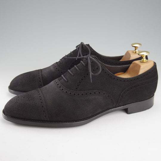 美品★エドワードグリーン 9.5D【現行定価￥269,500-★カドガン/CADOGAN/202ラスト】セミブローグ/スエード/黒/EDWARD GREEN★o578