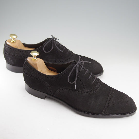 美品★エドワードグリーン 9.5D【現行定価￥269,500-★カドガン/CADOGAN/202ラスト】セミブローグ/スエード/黒/EDWARD GREEN★o578