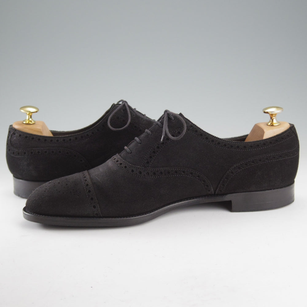 美品★エドワードグリーン 9.5D【現行定価￥269,500-★カドガン/CADOGAN/202ラスト】セミブローグ/スエード/黒/EDWARD GREEN★o578