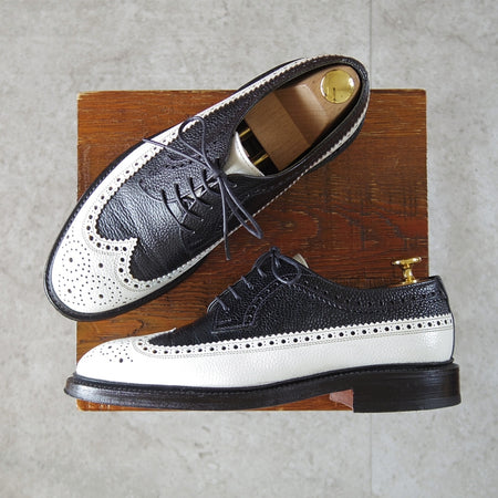 極美品★クロケット&ジョーンズ 5.5E【現行定価10万円以上★スペクテイターシューズ/CHEVIOT】濃紺(ほぼ黒)×白/Crockett&Jones★o048