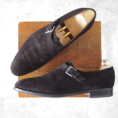 極上★ジョンロブ 8.5E【現行定価￥267,300-★ASHILL/アシール/7000ラスト】モンクストラップ/スエード/黒/メンズ/JOHN LOBB★o053