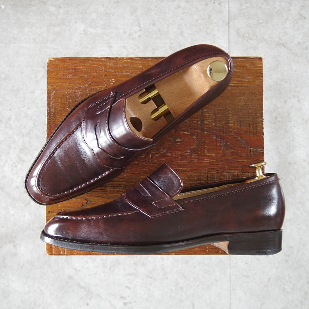 極上★VASS/ヴァーシュ SIZE 39.5【国内定価15万円以上★純正ツリー付/ミュージアムカーフ】コインローファー/Uラスト/濃茶★o582