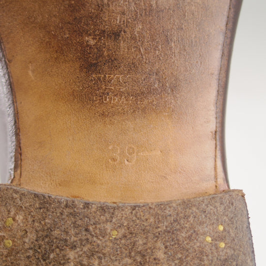 極上★VASS/ヴァーシュ SIZE 39.5【国内定価15万円以上★純正ツリー付/ミュージアムカーフ】コインローファー/Uラスト/濃茶★o582