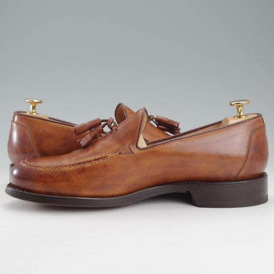 極美品★(伊)O'KEEFFE/オキーフ SIZE 7.5【定価￥75,900-★グッドイヤーウェルテッド製法/BEAMS取扱い】タッセルローファー/茶★o047