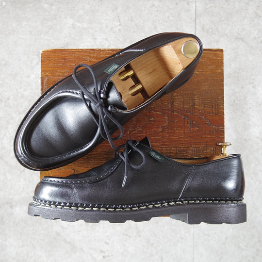 美品★パラブーツ SIZE 42.5【定価￥110,000-★ミカエル/MICHAEL】チロリアンシューズ/リスレザー/NOIR/黒/メンズ/Paraboot★p138