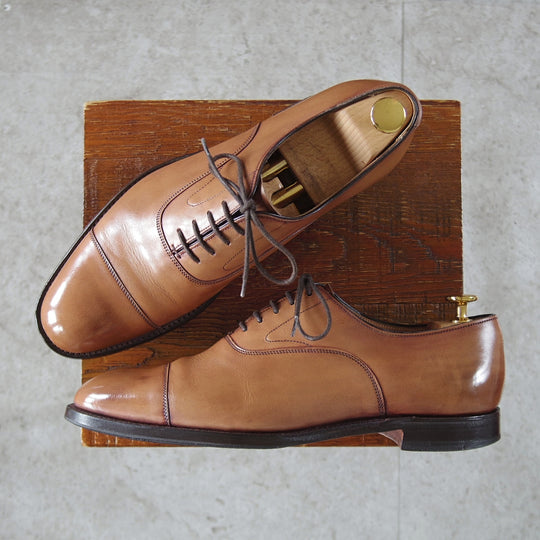 極上★(英)チーニー 7F【定価￥94,600-★アルフレッド/ALFRED】125ラスト/ストレートチップ/カーフ/薄茶/メンズ/CHEANEY★p140