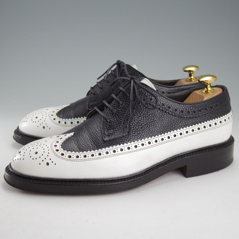 極美品★クロケット&ジョーンズ 5.5E【現行定価10万円以上★スペクテイターシューズ/CHEVIOT】濃紺(ほぼ黒)×白/Crockett&Jones★o048