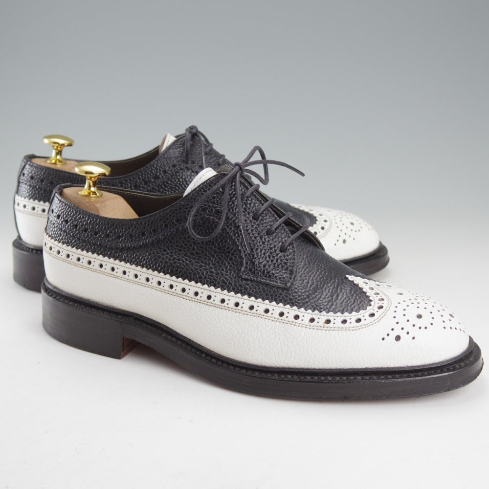 極美品★クロケット&ジョーンズ 5.5E【現行定価10万円以上★スペクテイターシューズ/CHEVIOT】濃紺(ほぼ黒)×白/Crockett&Jones★o048