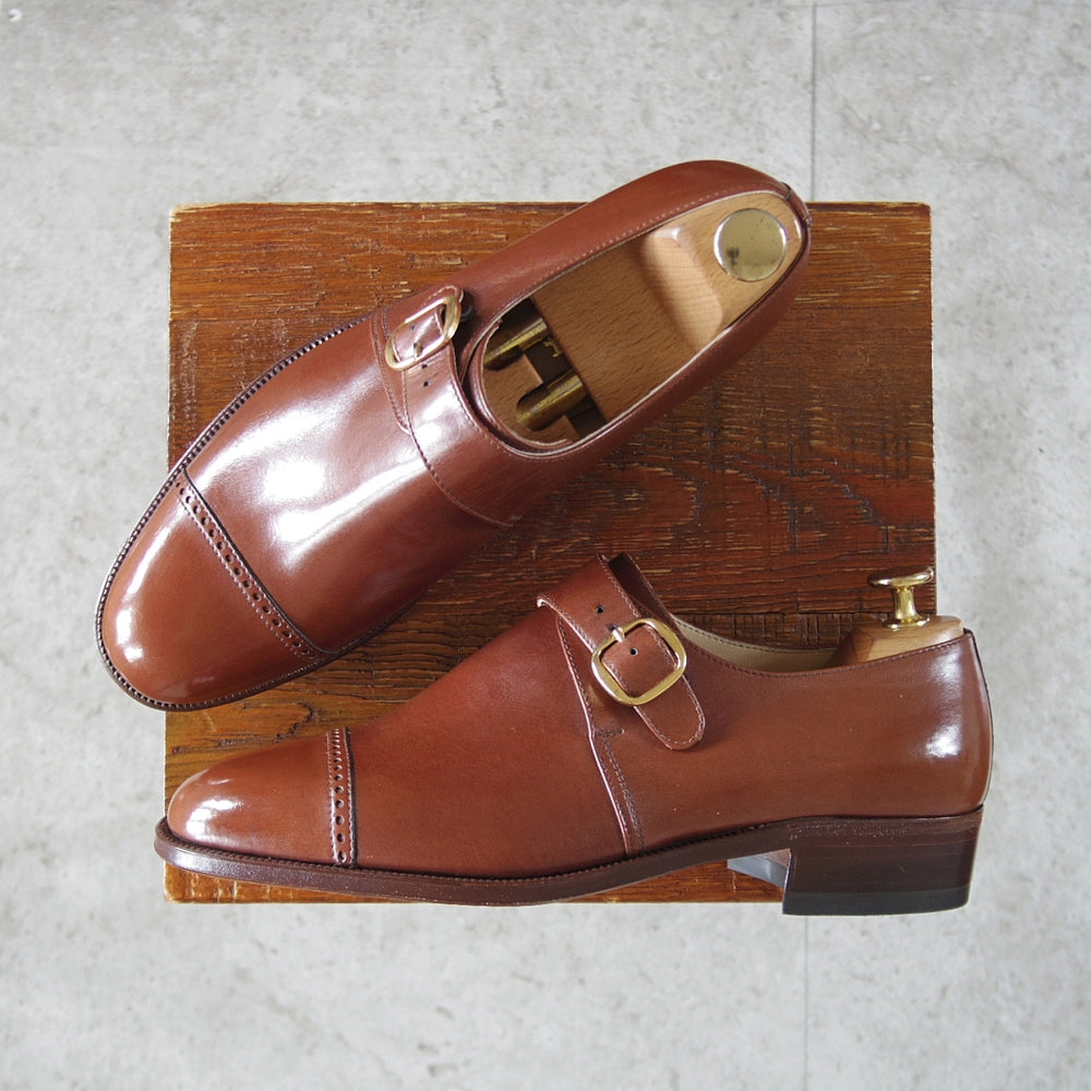 未使用★(伊)タニノクリスチー SIZE 6【デッドストック品★モンクストラップ/茶】カーフ/メンズ/TANINO CRISCI★p144