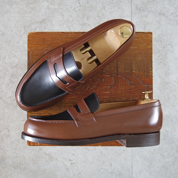 未使用★J.M.ウエストン 7D【定価￥156,200-★トゥモローランド別注/180】コンビ仕様/コインローファー/41ラスト/茶×黒/Weston★n573