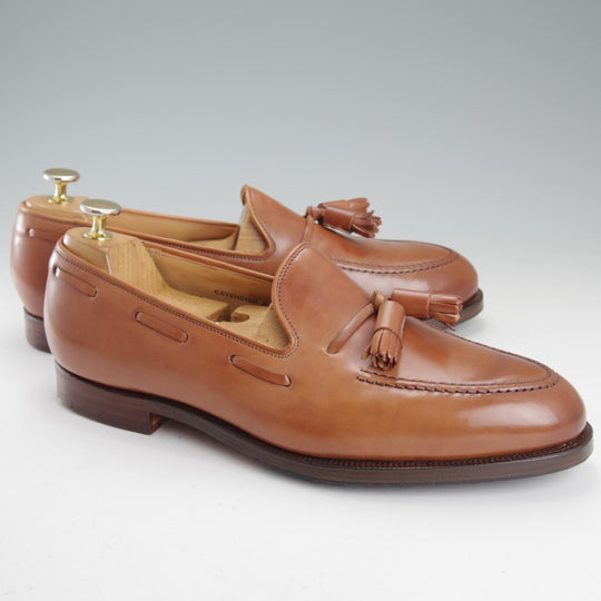 極美品★クロケット&ジョーンズ 8.5E【定価￥198,000-★ウイスキーコードバン仕様/CAVENDISH 3】タッセルローファー/375ラスト/茶★o056