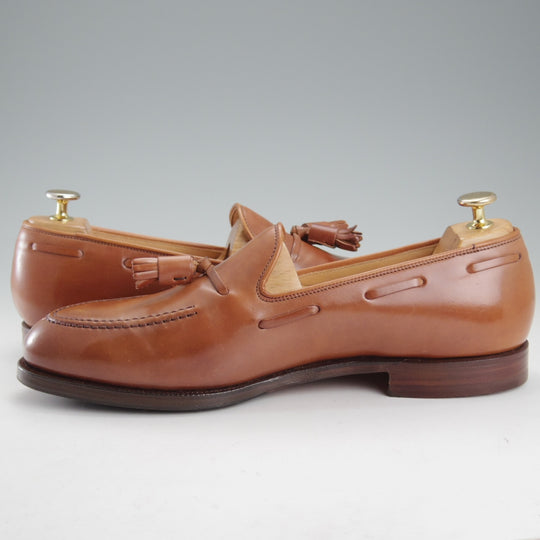 極美品★クロケット&ジョーンズ 8.5E【定価￥198,000-★ウイスキーコードバン仕様/CAVENDISH 3】タッセルローファー/375ラスト/茶★o056