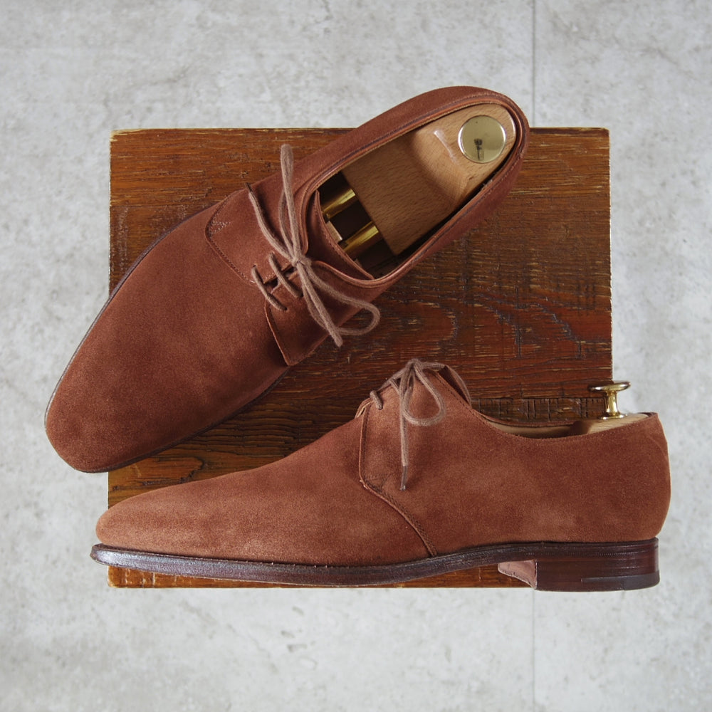 美品★クロケット&ジョーンズ 6E【現行定価10万円以上★HIGHBURY/ハイバリー】348ラスト/Vフロント/スエード/茶/Crockett&Jones★o062