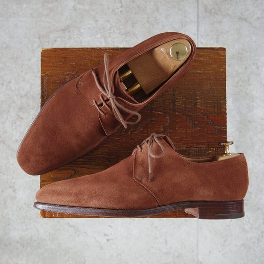 美品★クロケット&ジョーンズ 6E【現行定価10万円以上★HIGHBURY/ハイバリー】348ラスト/Vフロント/スエード/茶/Crockett&Jones★o062