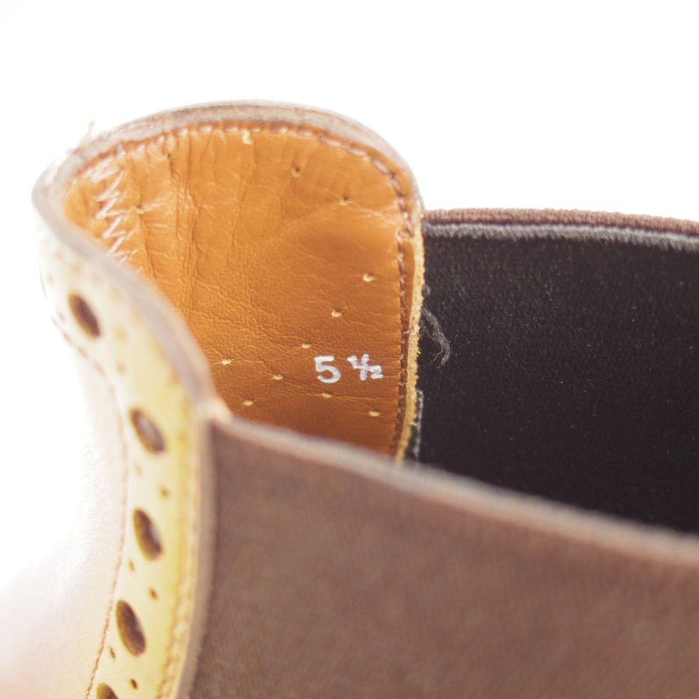 美品★(伊)サントーニ SIZE 5.5【上級★グッドイヤーウェルテッド製法/サイドゴアブーツ】カーフ/薄茶/メンズ/Santoni★o597