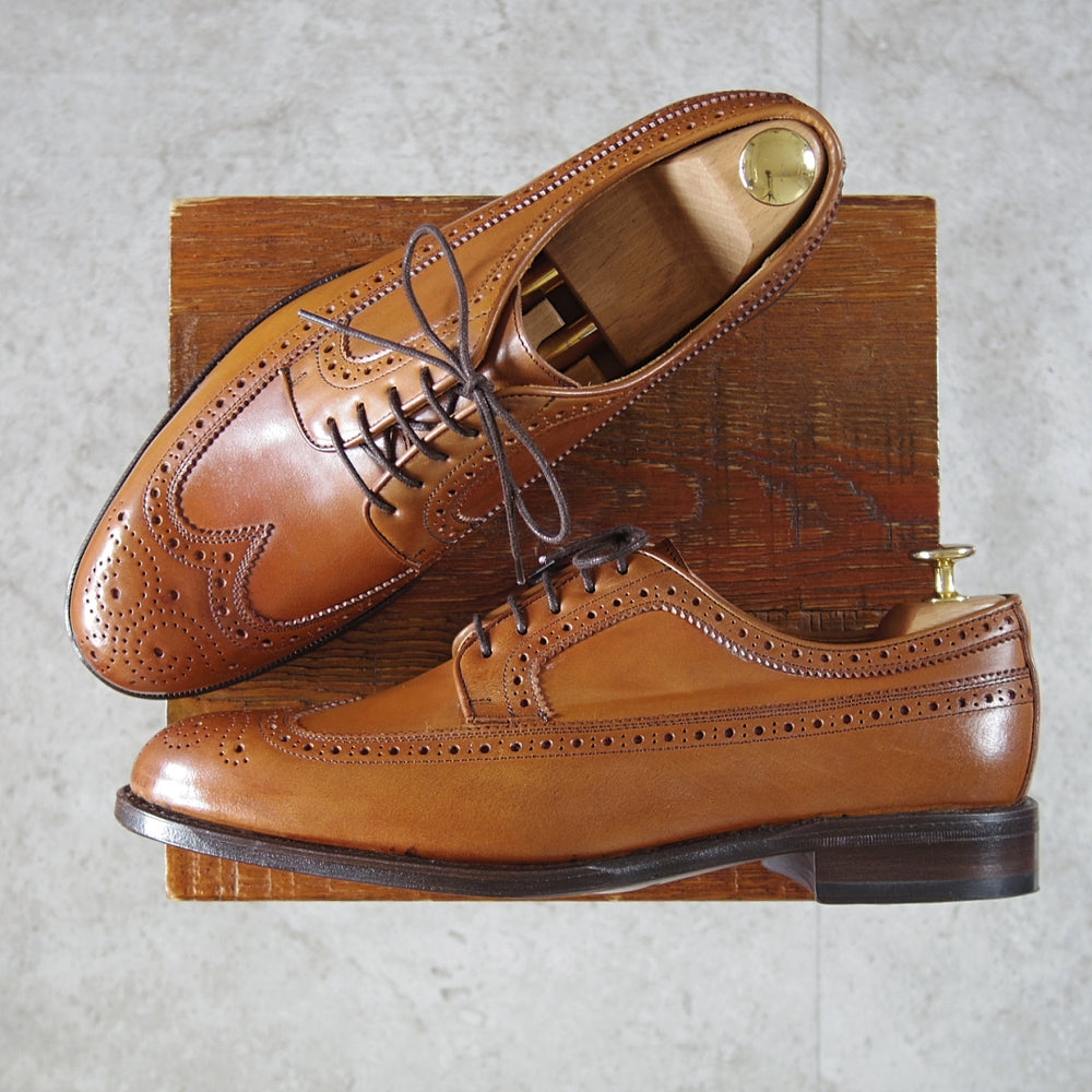 未使用★(英)Herring Shoes/ヘリングシューズ 8.5F【茶系コードバン仕様★CRAWLEY/ロングウイング】クローリー/TAN/茶/メンズ★o071