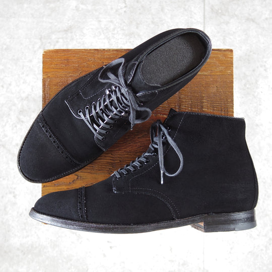 美品★オールデン 9D【現行定価17万円以上★(米)LEFFOT別注/D6828F】アバディーンラスト/レースアップブーツ/スエード/黒/ALDEN★o072