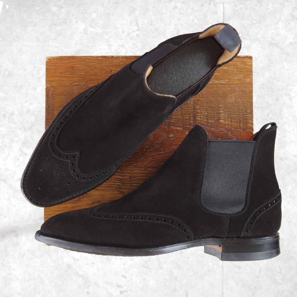 美品★クロケット&ジョーンズ 7.5E【現行定価10万円以上★NEWBURY 2/サイドゴアブーツ】318ラスト/スエード/黒/Crockett&Jones★o603