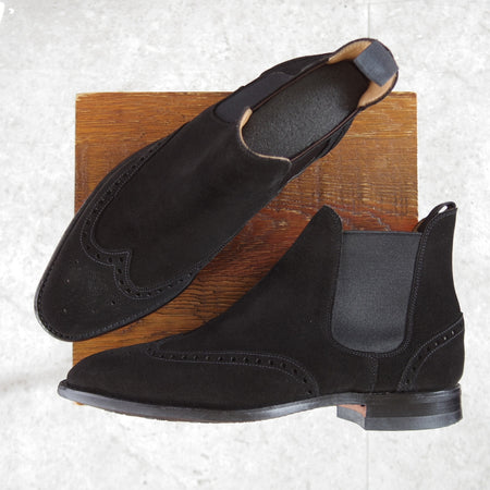 美品★クロケット&ジョーンズ 7.5E【現行定価10万円以上★NEWBURY 2/サイドゴアブーツ】318ラスト/スエード/黒/Crockett&Jones★o603