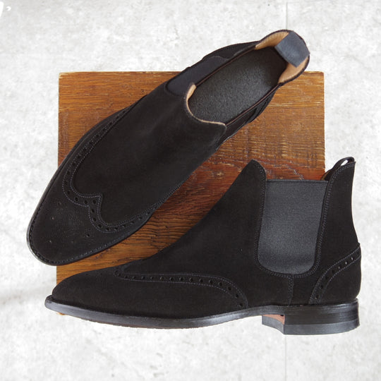 美品★クロケット&ジョーンズ 7.5E【現行定価10万円以上★NEWBURY 2/サイドゴアブーツ】318ラスト/スエード/黒/Crockett&Jones★o603
