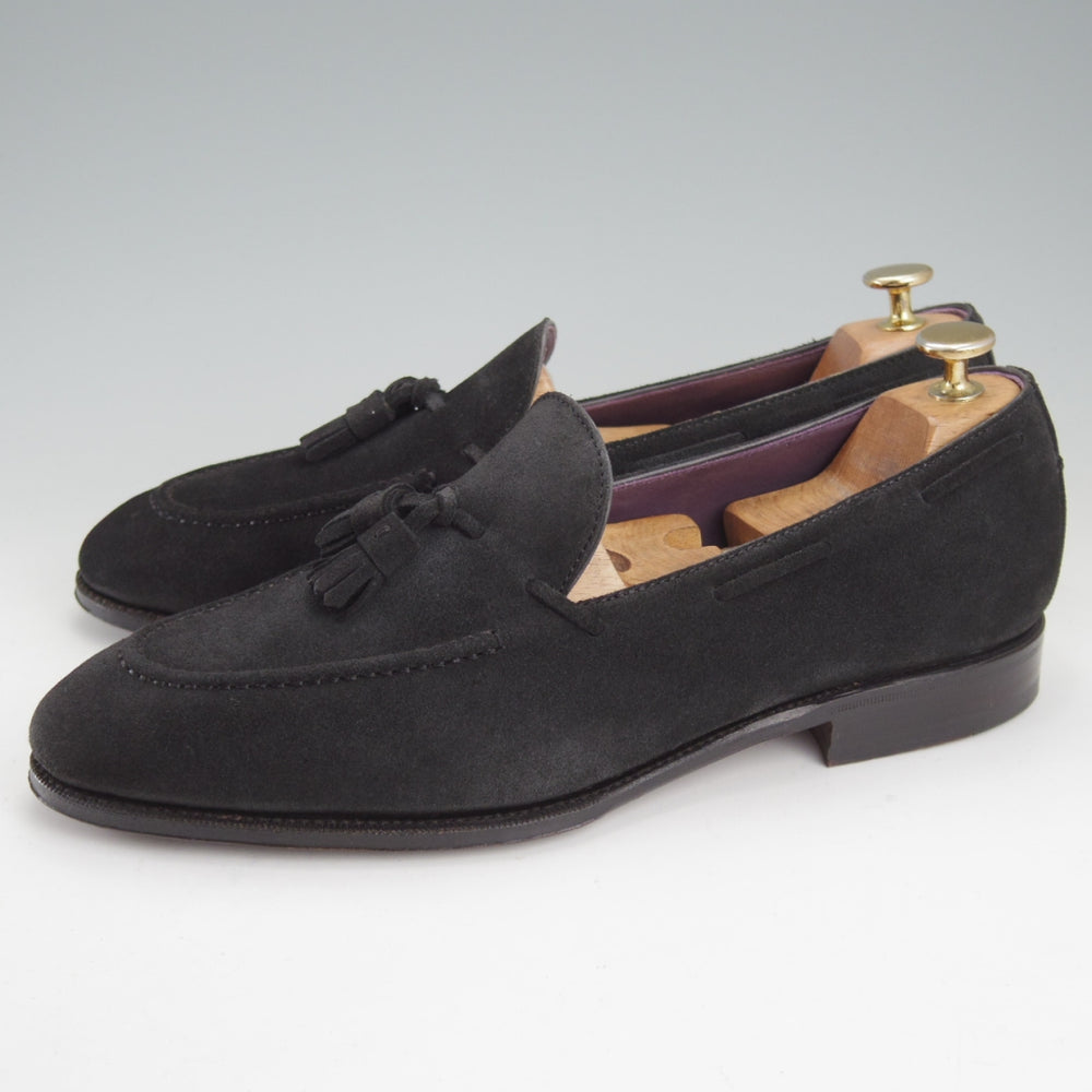 極美品★(スペイン製)カルミナ SIZE 8.5【定価￥94,600-★タッセルローファー/80215】UETAMラスト/スエード/黒/メンズ/CARMINA★o059