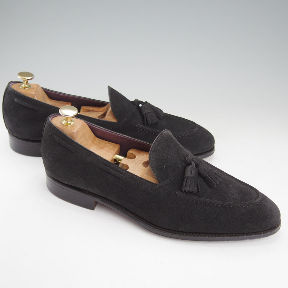 極美品★(スペイン製)カルミナ SIZE 8.5【定価￥94,600-★タッセルローファー/80215】UETAMラスト/スエード/黒/メンズ/CARMINA★o059