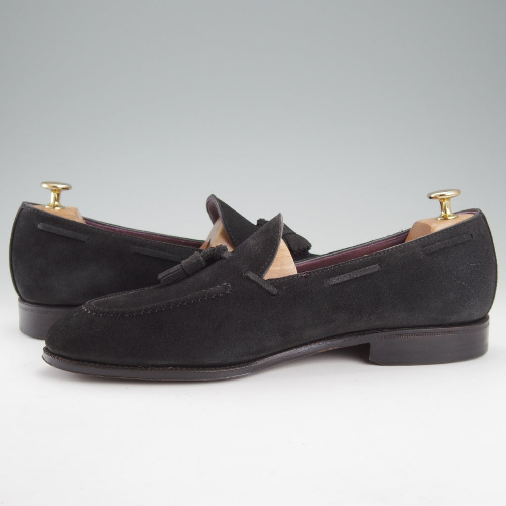 極美品★(スペイン製)カルミナ SIZE 8.5【定価￥94,600-★タッセルローファー/80215】UETAMラスト/スエード/黒/メンズ/CARMINA★o059
