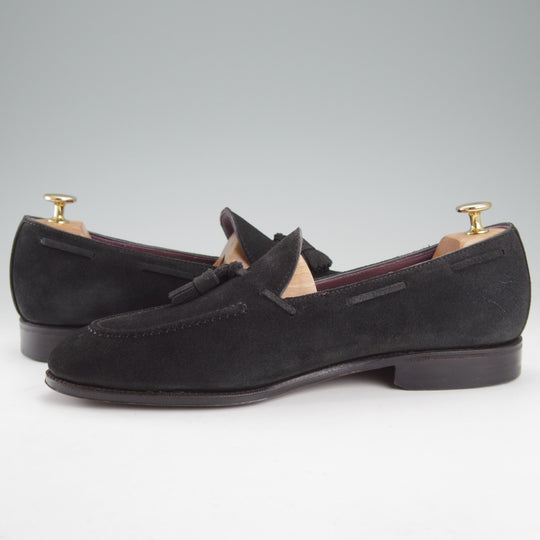 極美品★(スペイン製)カルミナ SIZE 8.5【定価￥94,600-★タッセルローファー/80215】UETAMラスト/スエード/黒/メンズ/CARMINA★o059