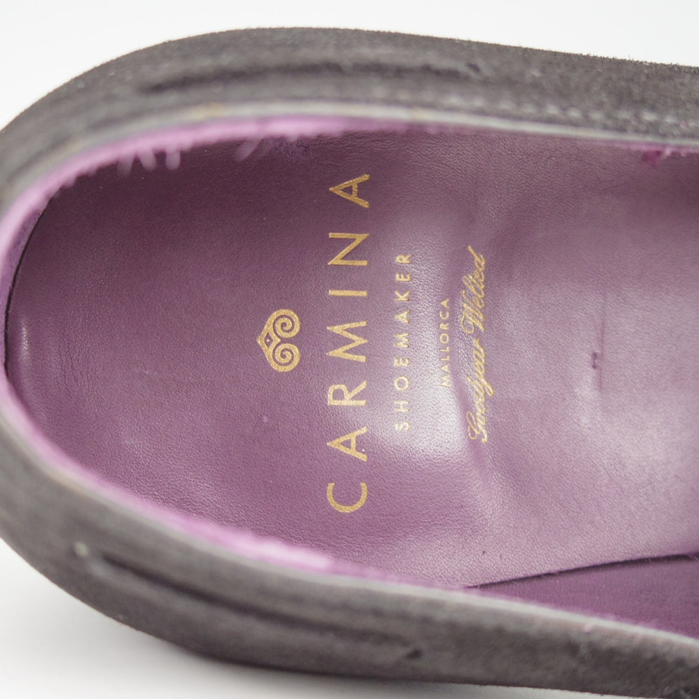 極美品★(スペイン製)カルミナ SIZE 8.5【定価￥94,600-★タッセルローファー/80215】UETAMラスト/スエード/黒/メンズ/CARMINA★o059