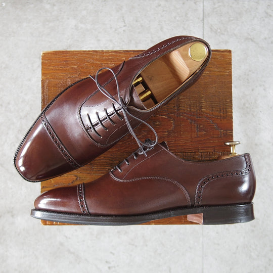 極美品★クロケット&ジョーンズ 8E【現行定価10万円以上★FAIRFORD/パンチドキャップトゥ】318ラスト/カーフ/濃茶/Crockett&Jones★p165