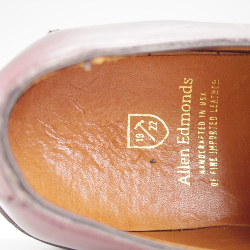 使用数回★(米)アレンエドモンズ 7.5D【現行定価13万円程度★LEEDS2.0/プレーントゥ】リーズ/カーフ/赤茶/メンズ/ALLEN EDMONDS★o596