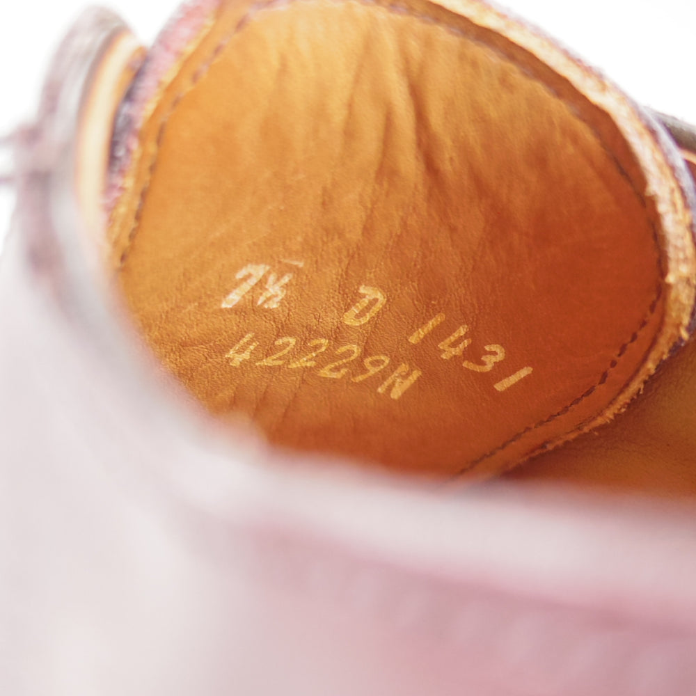 使用数回★(米)アレンエドモンズ 7.5D【現行定価13万円程度★LEEDS2.0/プレーントゥ】リーズ/カーフ/赤茶/メンズ/ALLEN EDMONDS★o596