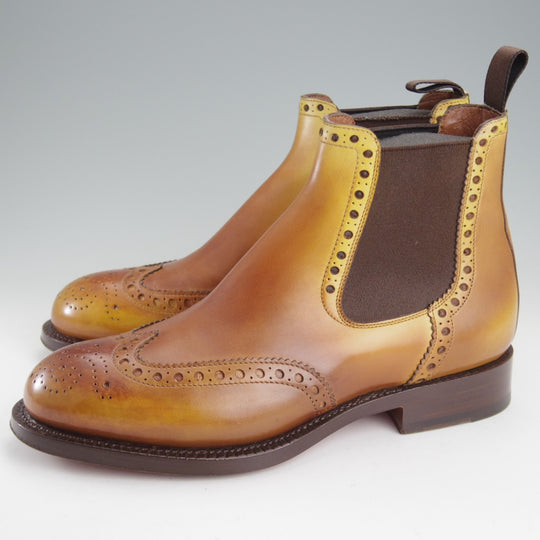 美品★(伊)サントーニ SIZE 5.5【上級★グッドイヤーウェルテッド製法/サイドゴアブーツ】カーフ/薄茶/メンズ/Santoni★o597